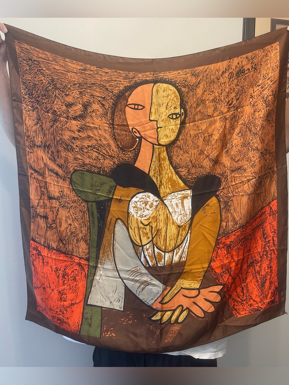 Picasso Satin Oversized Square Scarf